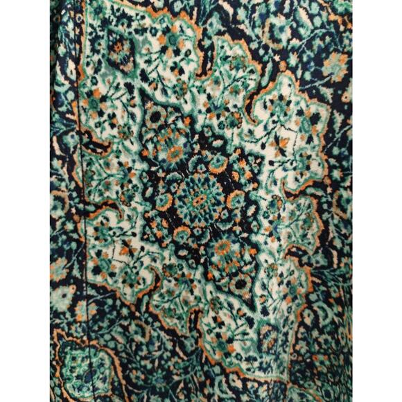 Catherines Size 22/24W (2X) Green Blue Boho Mosaic Floral Sleeveless Midi Dress - Picture 2 of 5